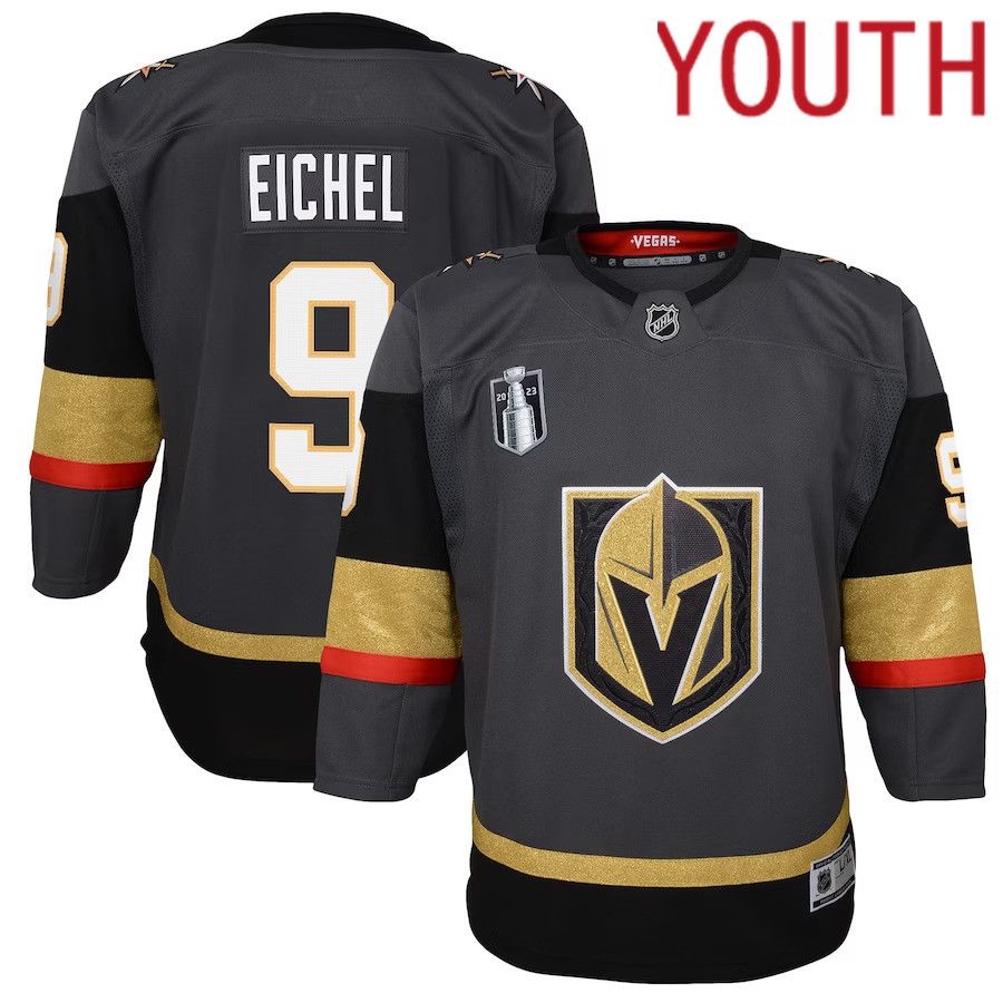 Youth Vegas Golden Knights #9 Jack Eichel Black 2023 Stanley Cup Final Alternate Premier Player NHL Jersey